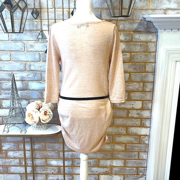 Venus Pink Cowl Neck Ruched Skirt Belted Fitted Mini Dress, Women’s Size Small. - Picture 4 of 7